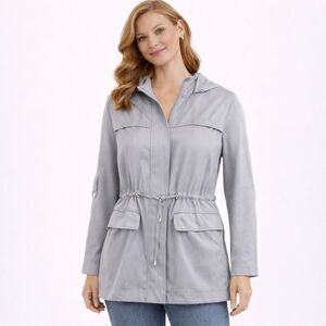 Avec Les Files Full Zip Hooded Long Sleeve Jacket Blue Gray S